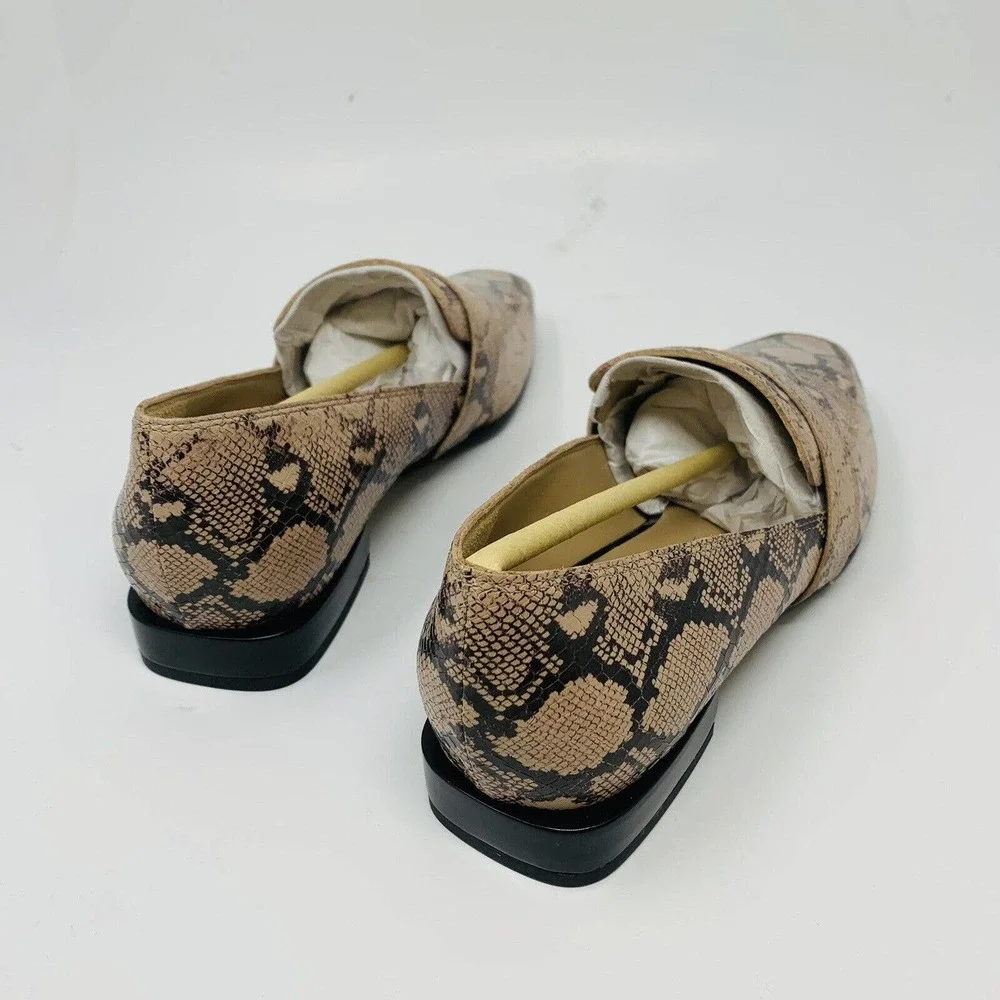 New Naturalizer Womans Sz 6.5M Shoes Cicero Nude Snake Leather Block Heel‎ NWT